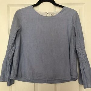 Blue and white stripped long sleeve blouse